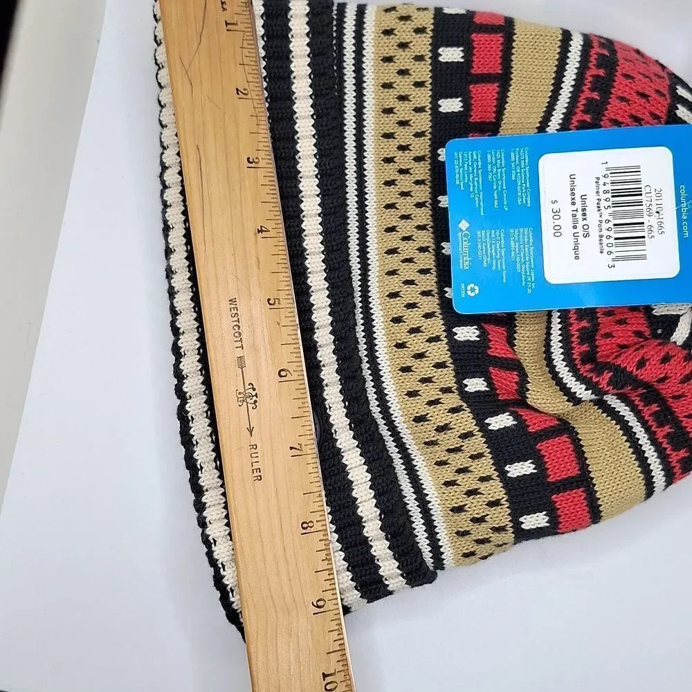 Columbia knit beanie Palmer Peak Pom Pom unisex printed fleece lined hat